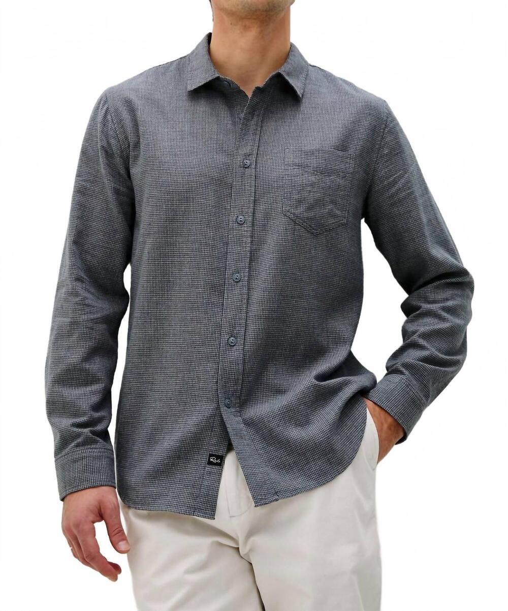 NEW RAILS wyatt shirt in charcoal navy houndstooth